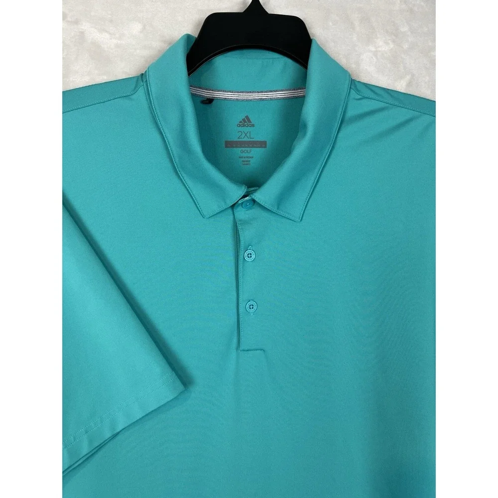 Adidas Polo 2XL Green Ultimate 365 Performance 3-Button Side Slit Golf Shirt